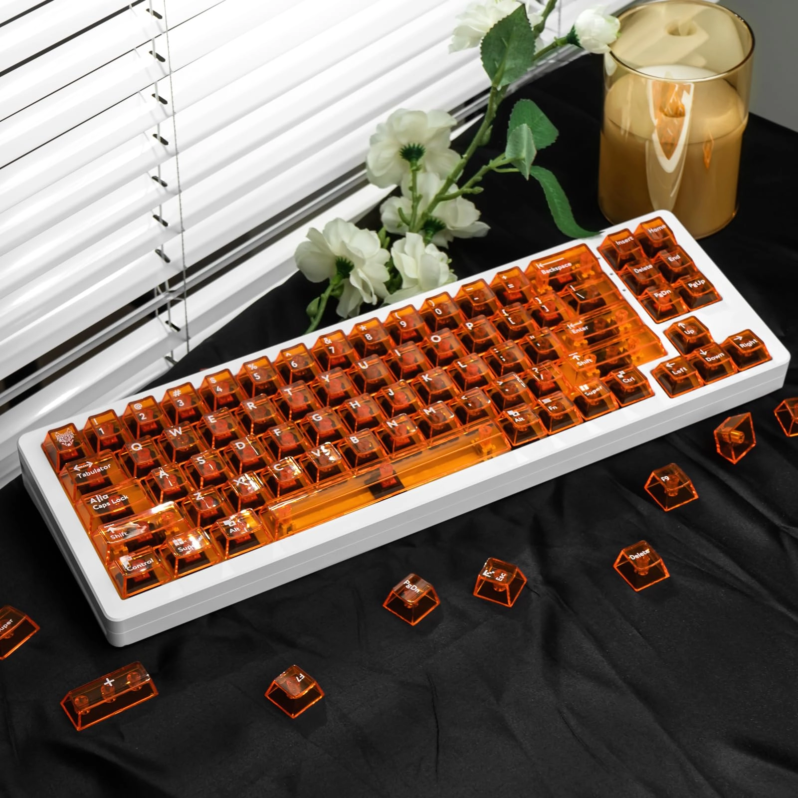 TIMSEKER Crystal Orange Keycaps - USB-C