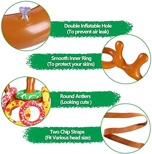 Inflatable Reindeer Antler Toss Game - ages 3 and up 12 Rings