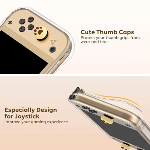Switch Lite Carrying Case - Brown Dog + Switch Lite Screen Protector + Switch Game Case + Switch Thumb Caps