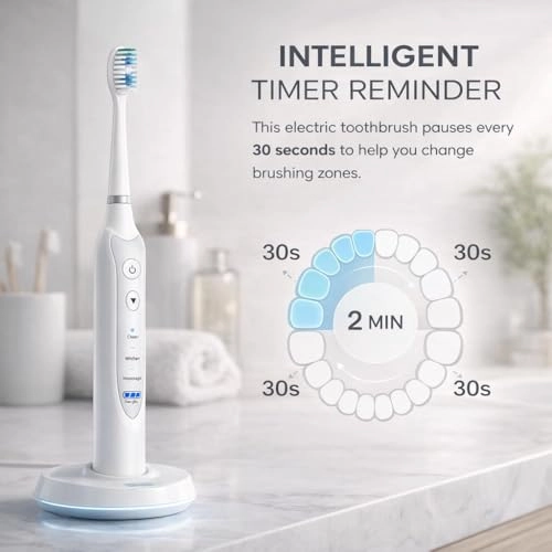 Sonic Toothbrush - 3 Brushing Modes 5 Replacement Heads Inductive Charging