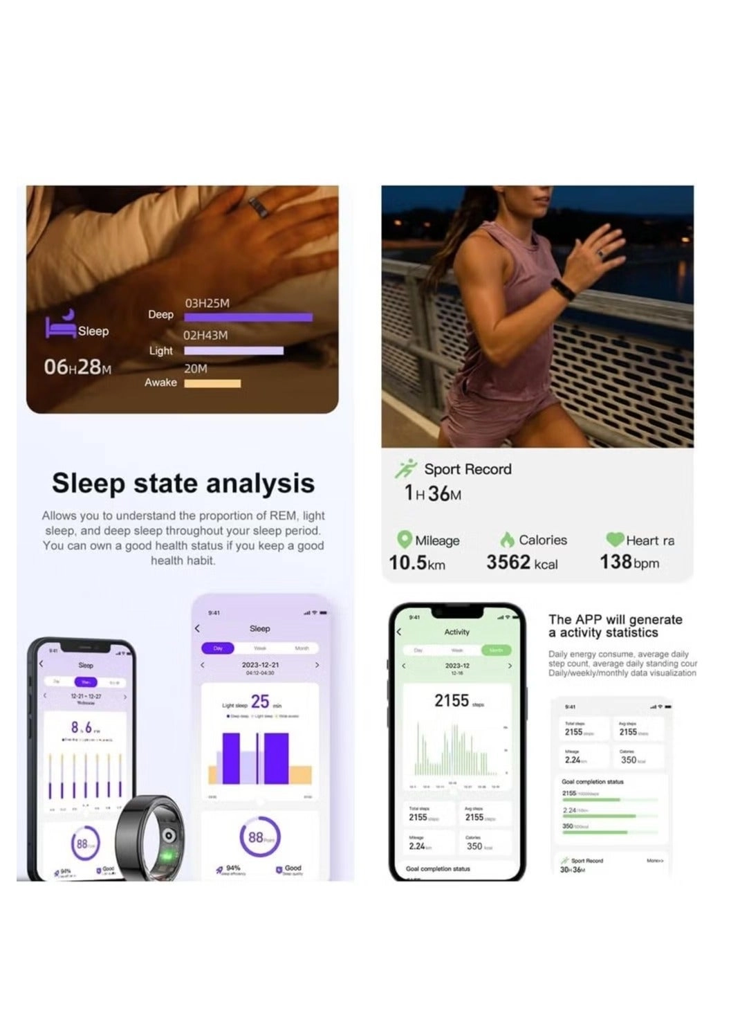 Smart Ring - Heart Rate Waterproof Black #11