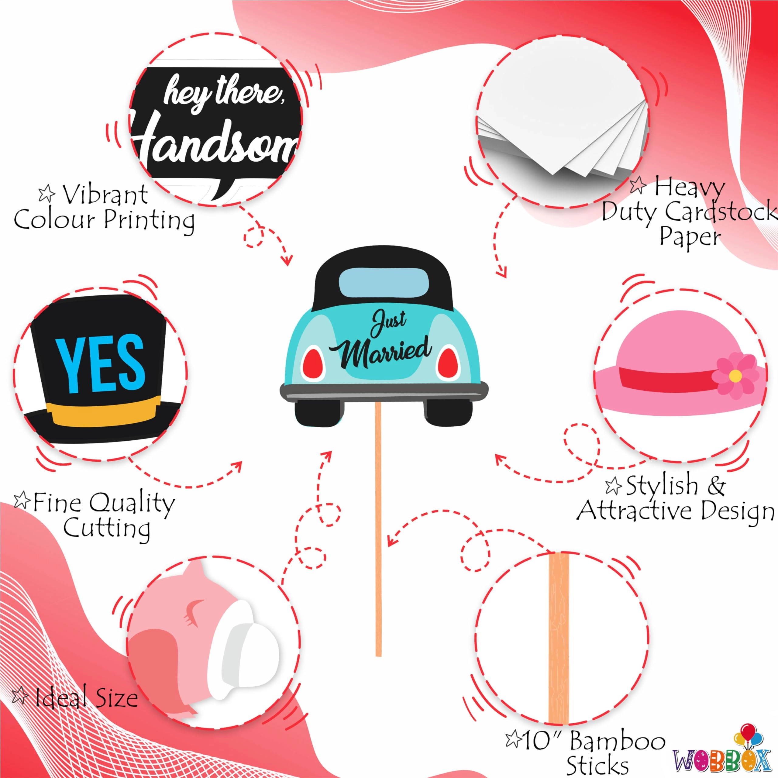 Photo Booth Party Props - 30 Pieces Wedding