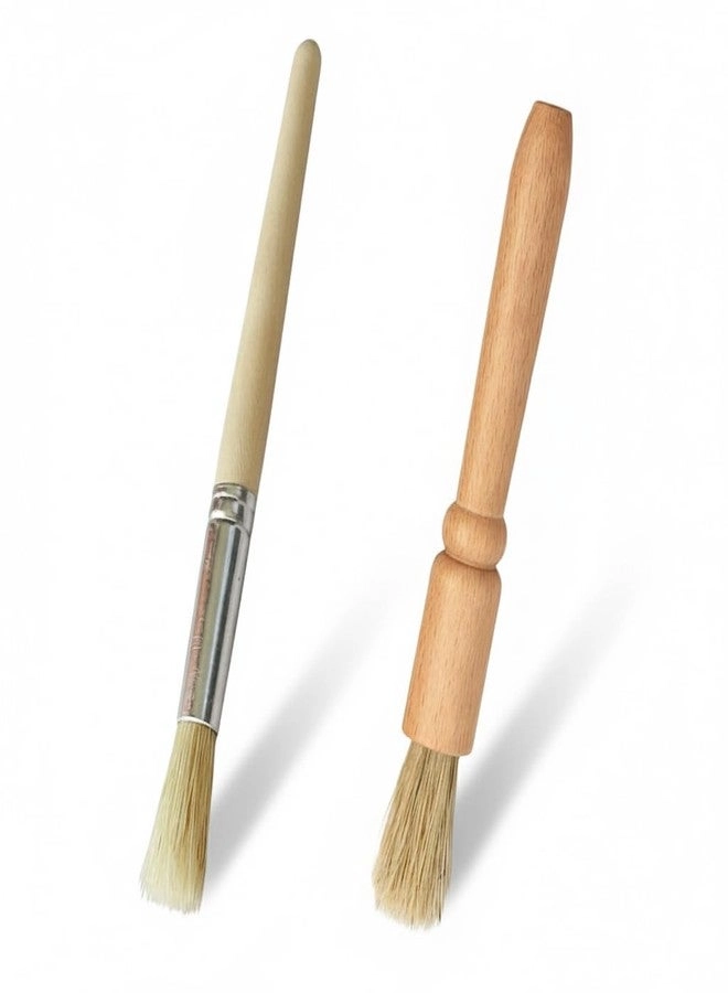 VBHHY Coffee Grinder Cleaning Brush - 2Pcs Wood Handle Natural Bristles