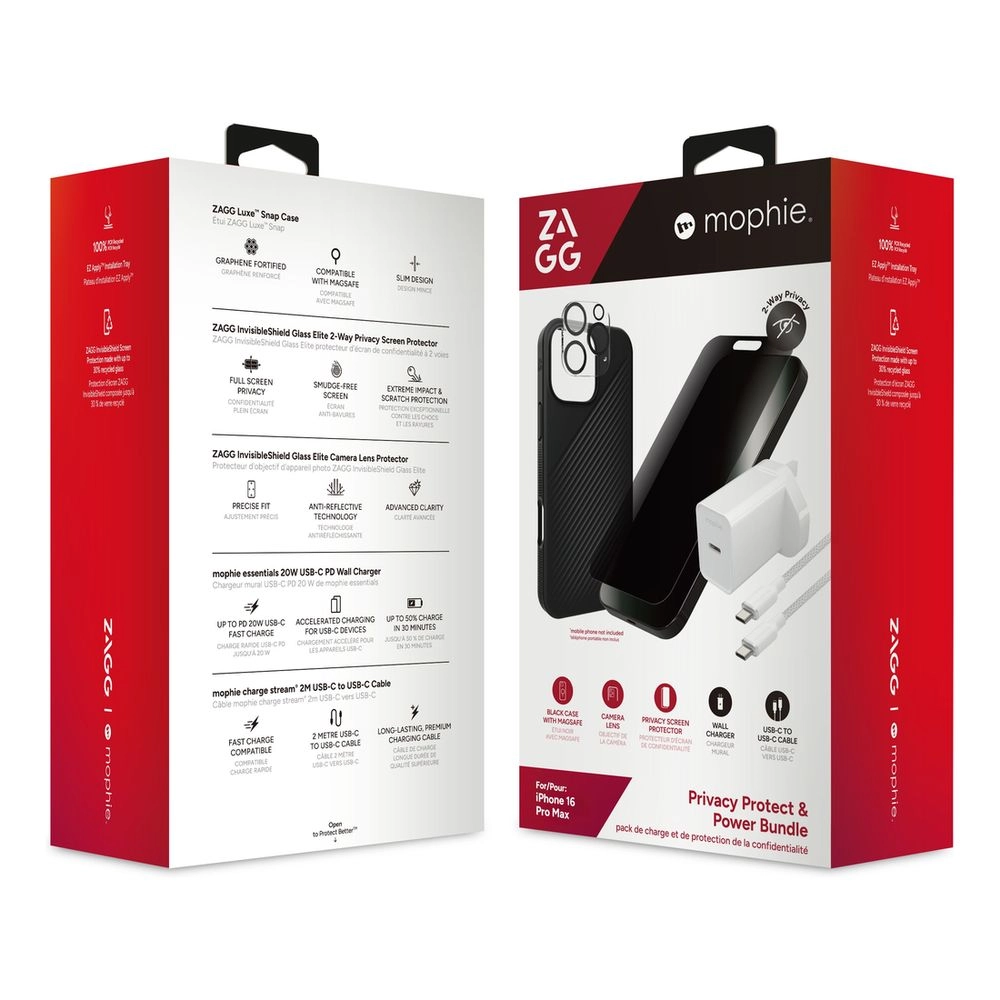 ZAGG Luxesnap - iPhone 16 Pro Max + IS Privacy + Glass Elite Camera + Cable & Power