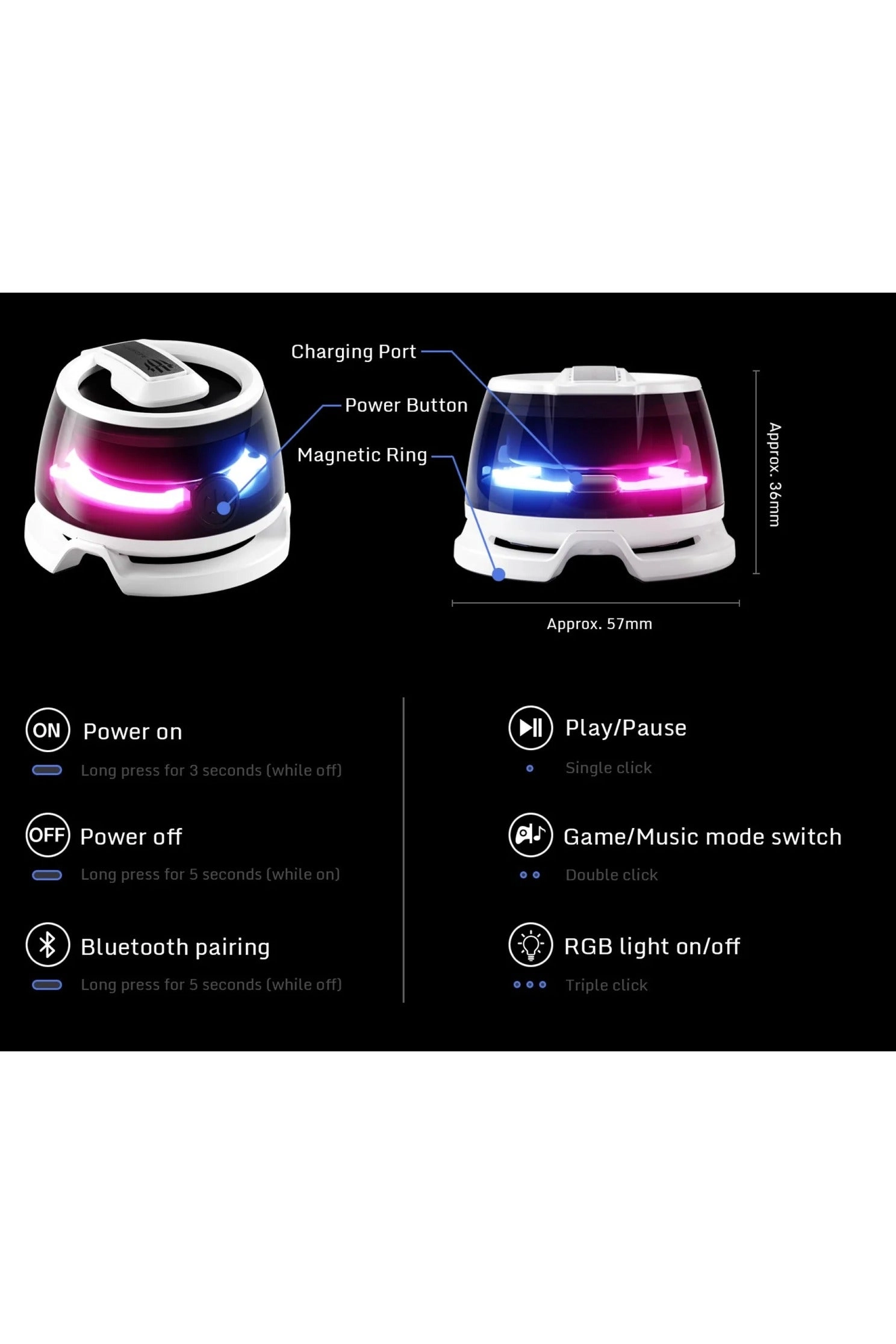 Rock Magnetic Bluetooth Speaker - 3W