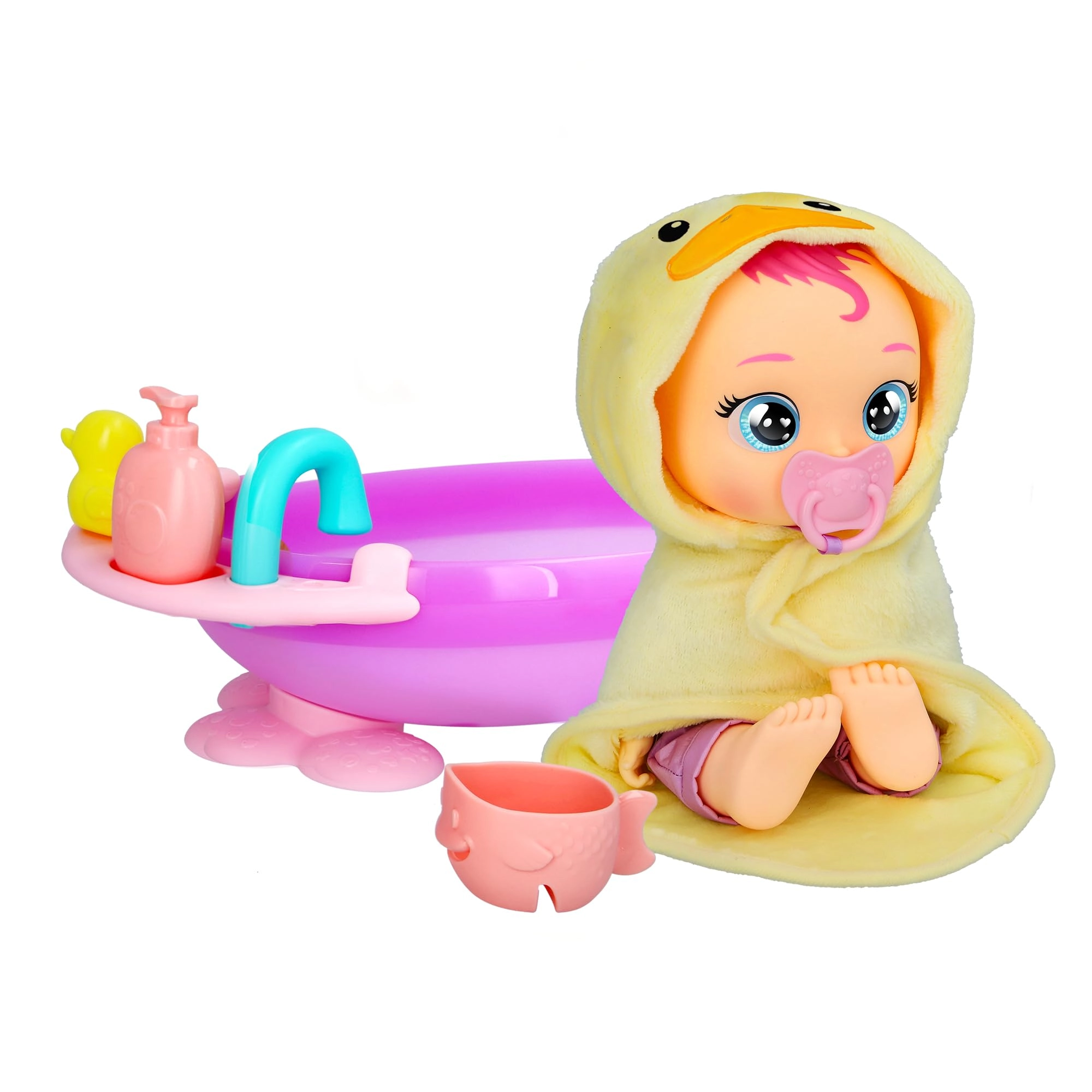 CRY BABIES Newborn My First Bath Zoe - Interactive 20+ Baby Sounds Bathtub Set