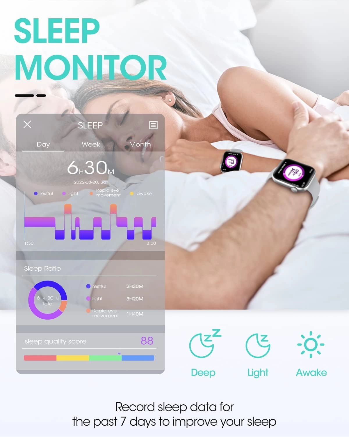 Bluetooth Smart Watch - Fitness Tracker 1.8” Touch Display 5ATM Waterproof