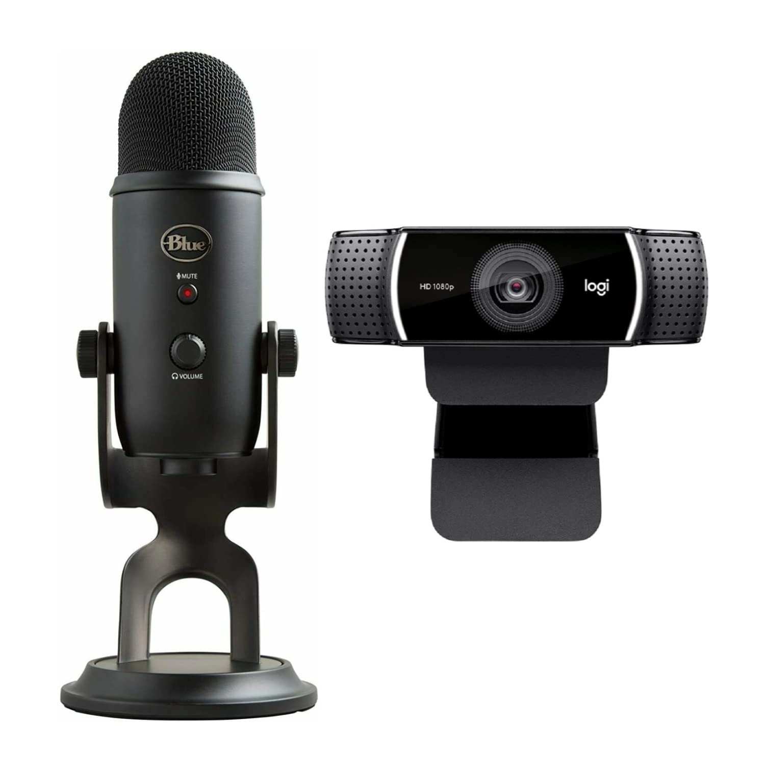 Blue Microphones Yeti USB Microphone - 16-bit 48 kHz + C922 Pro Stream USB Microphone - 1080p