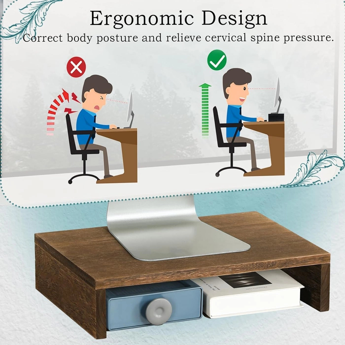 142 in Solid Wood Monitor Stand Riser