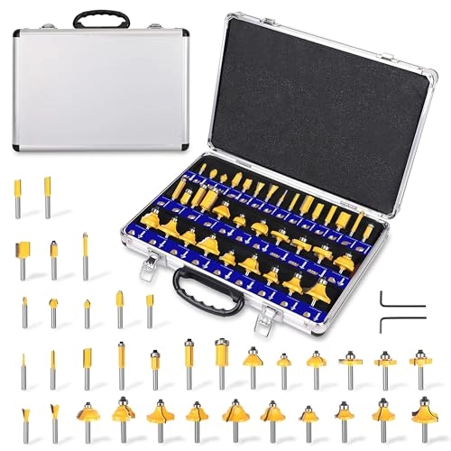 PLATINUMEDGE Router Bits Set - 1/4 Shank 35 Piece Set