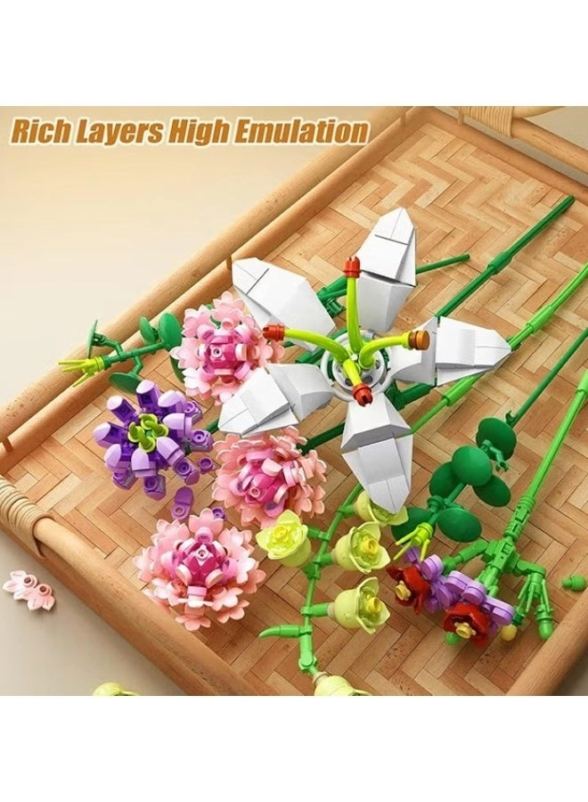 Flower Bouquet Building Blocks - Pink Dianthus Lily 514 pcs