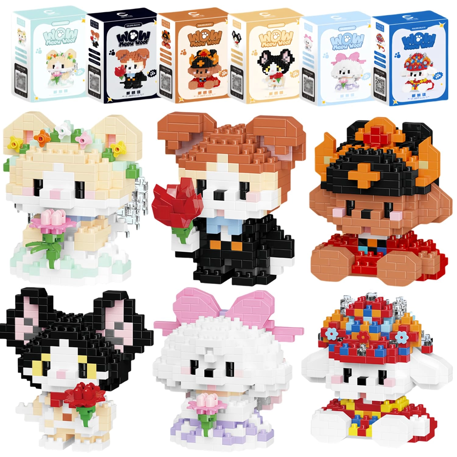 SHANTOU CHAOLECHUANG TECHNOLOGY CO., LTD Cat & Dog Roleplay Micro Set - 6 Pack (7285-7296,7297-7308)