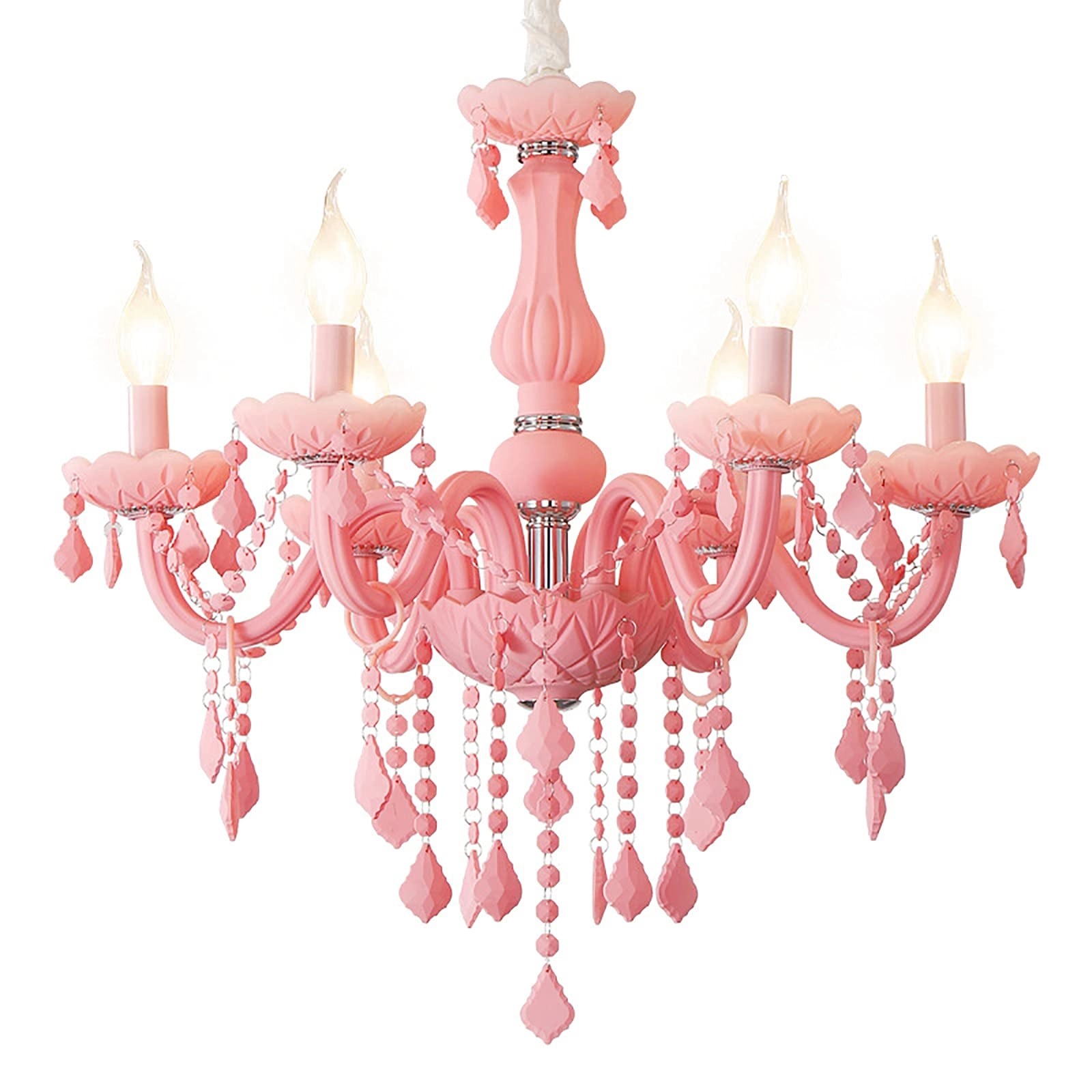 ZIYUER Crystal Glass chandelier - 6 lights Pink