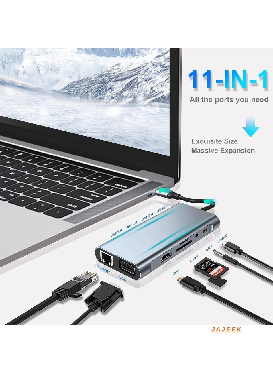 10-in-1 USB C Hub Docking Station - 4K HDMI VGA Ethernet