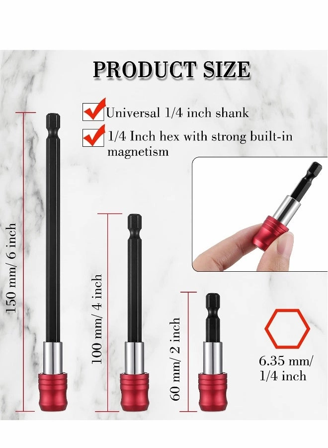 Magnetic Bit Holder - 2 inch/ 60 mm, 4 inch/ 100 mm, 6 inch/ 150 mm 1/4 Inch Hex Shank