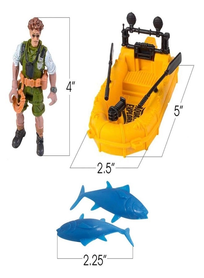 Aquatic Play Set - Action Figure Floating Boat 2 Fish