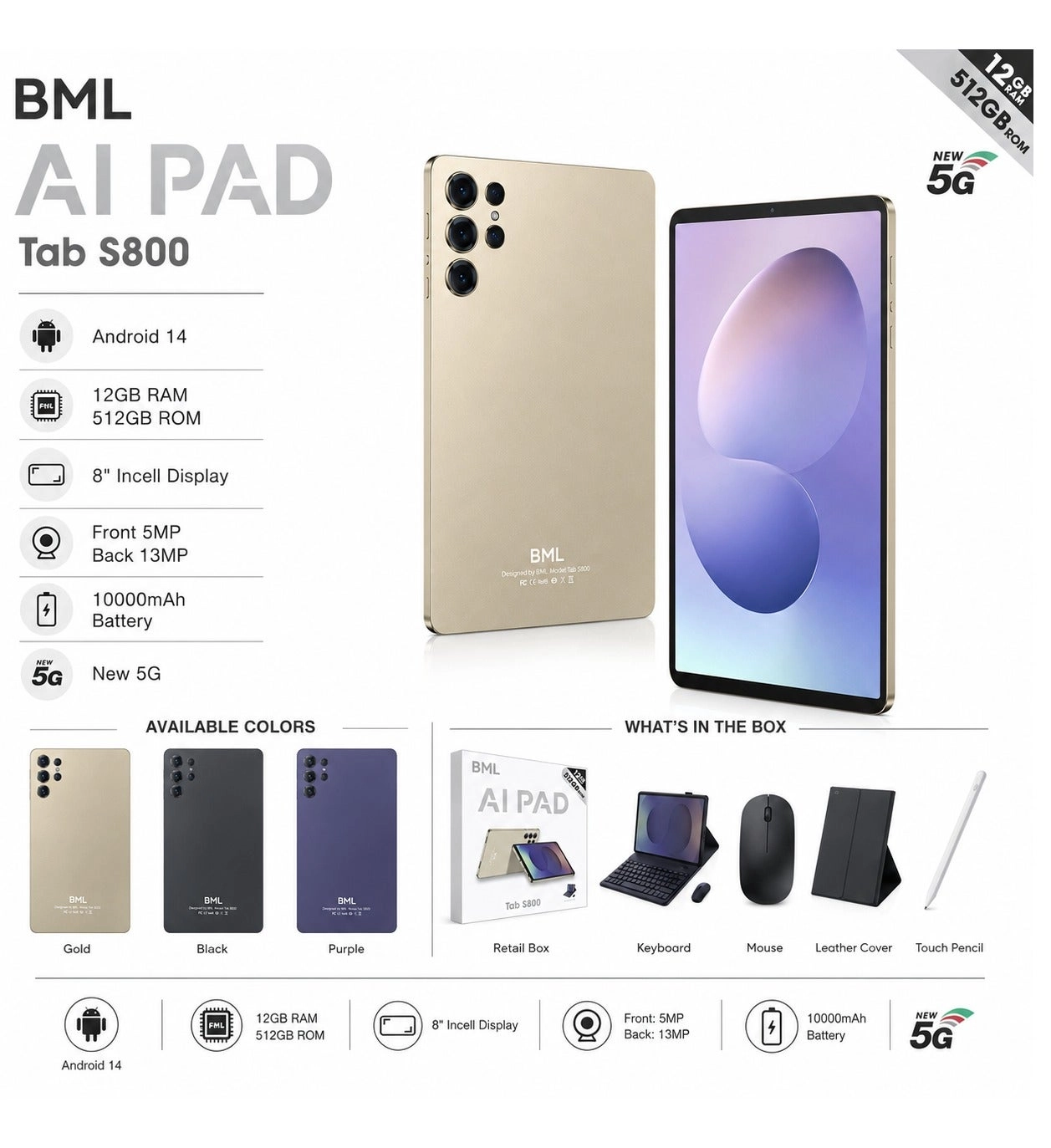 BML AI PAD S800 - 512GB 8"