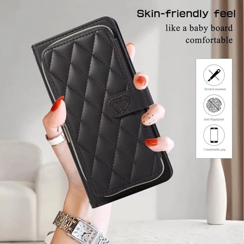 Case for Xiaomi Redmi Note 12 Pro 5G - Faux Leather Zipper Purse Wallet Phone Cover