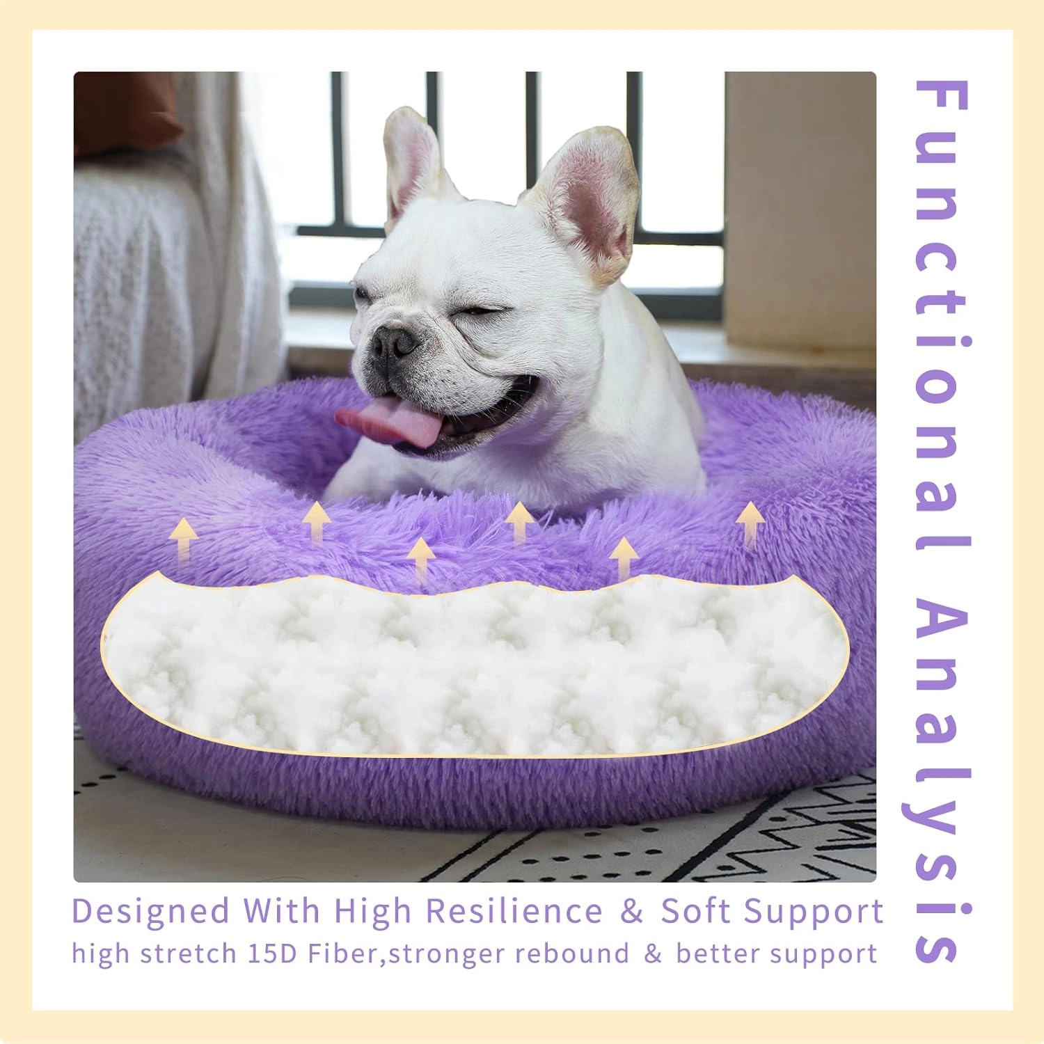 Velor Round Plush Dog Bed - 50 x 15cm