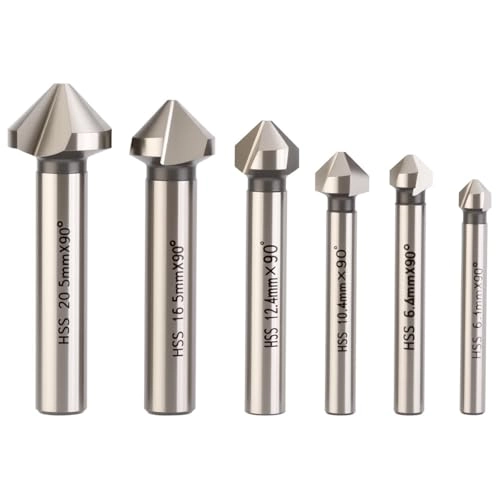 Chiloskit Countersink Drill Bit Set - HSS 6pcs 6.3mm 8.3mm 10.4mm 12.4mm 16.5mm 20.5mm