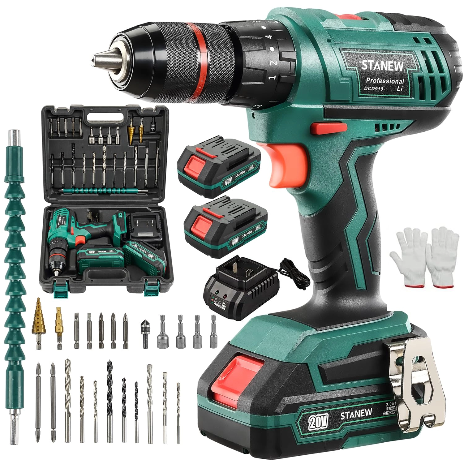 Stanew Cordless Drill Set - 2000 Milliamp Hours