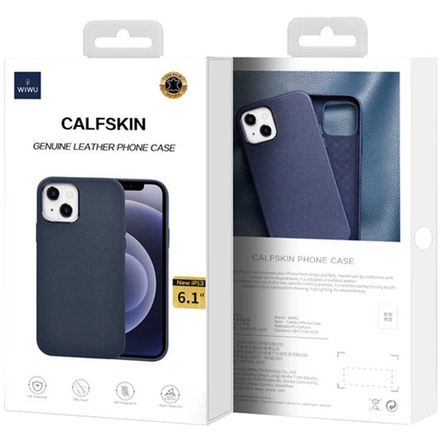 Calfskin Genuine Leather Case for iPhone 13