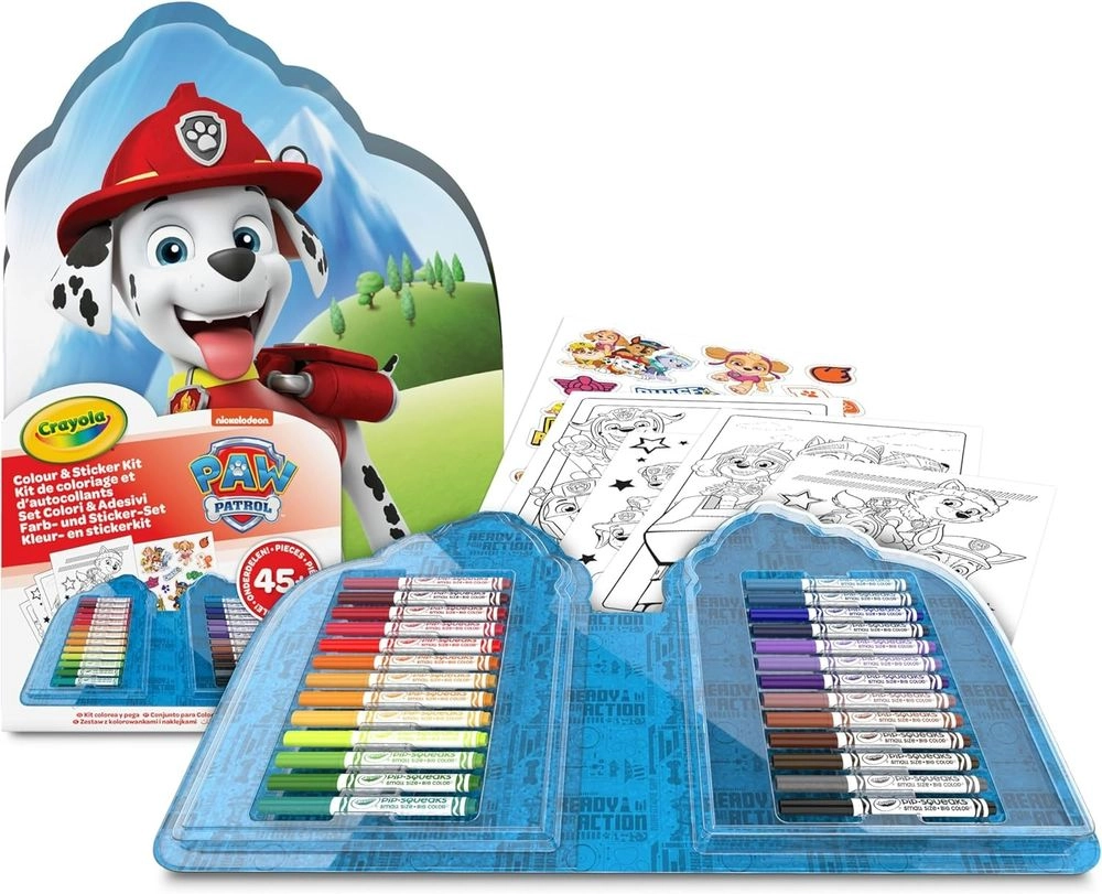 Crayola Paw Patrol Case With Colours & Stickers Paw Patrol Case - 45+ Pcs
