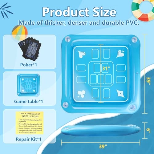 Floating Game Table - 40"x40" Waterproof Playing Cards