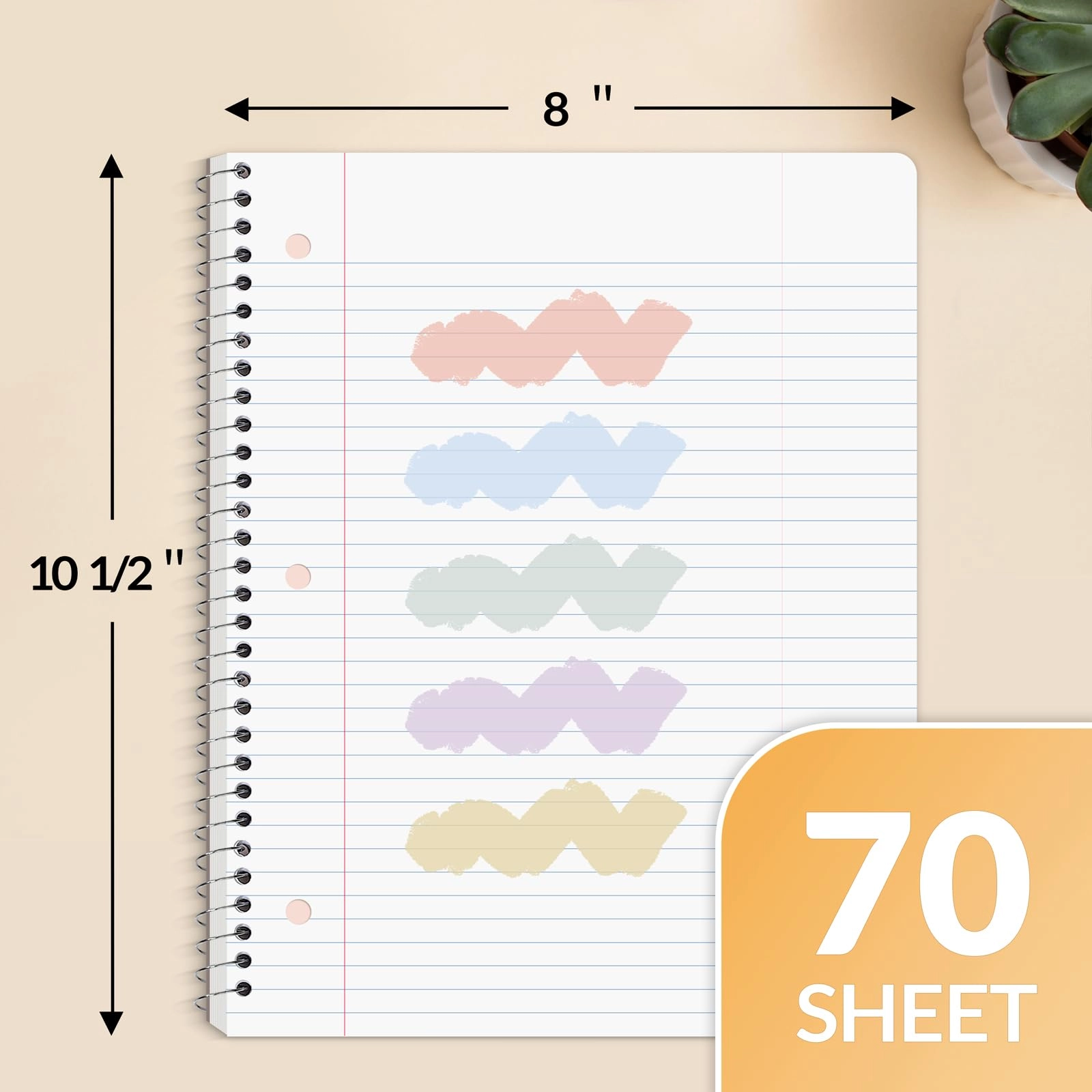 Spiral Notebook 8" x 10-1/2" Spiral - Lined 70 Sheets