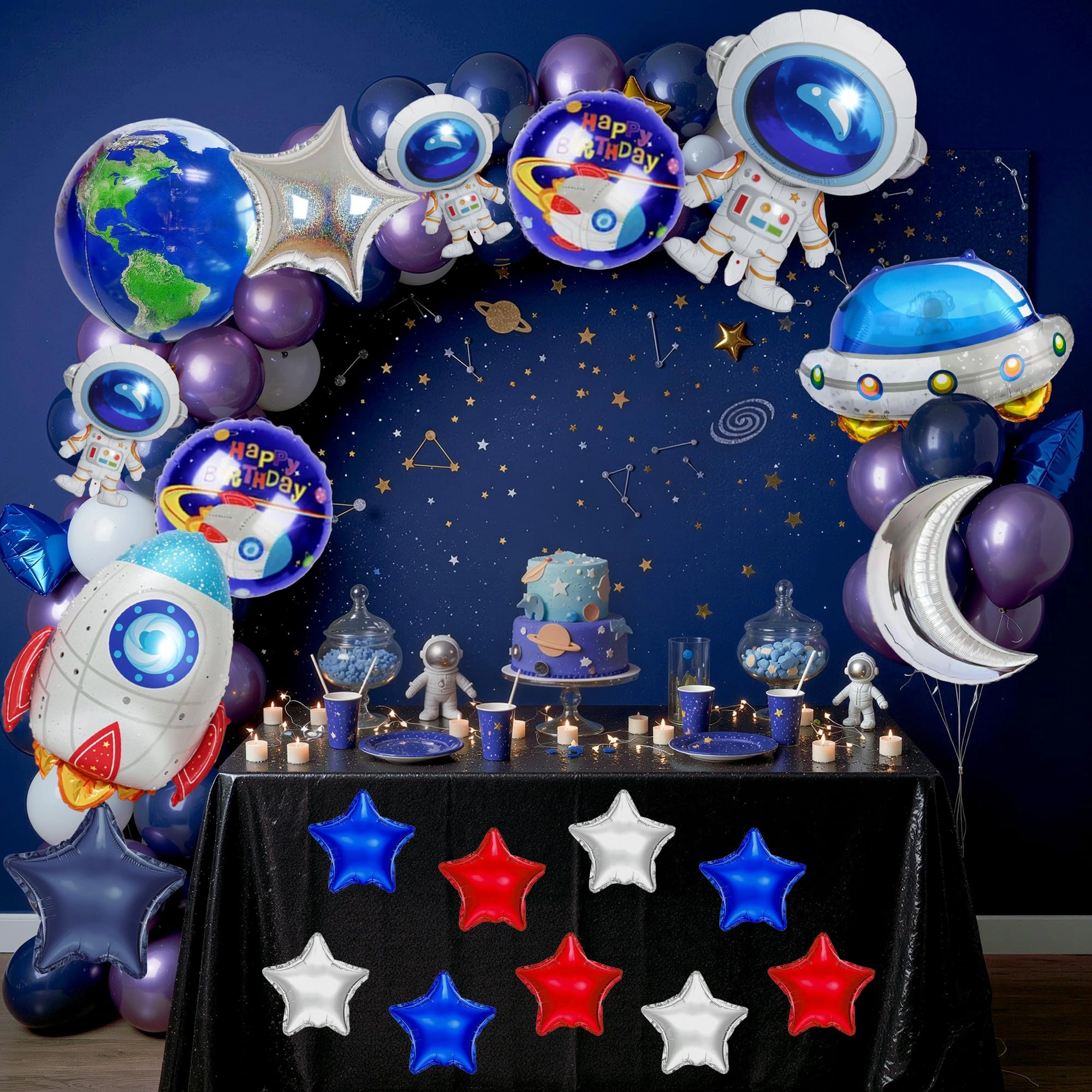 Party Propz Space Theme Birthday Decoration Kit - 57 PCS