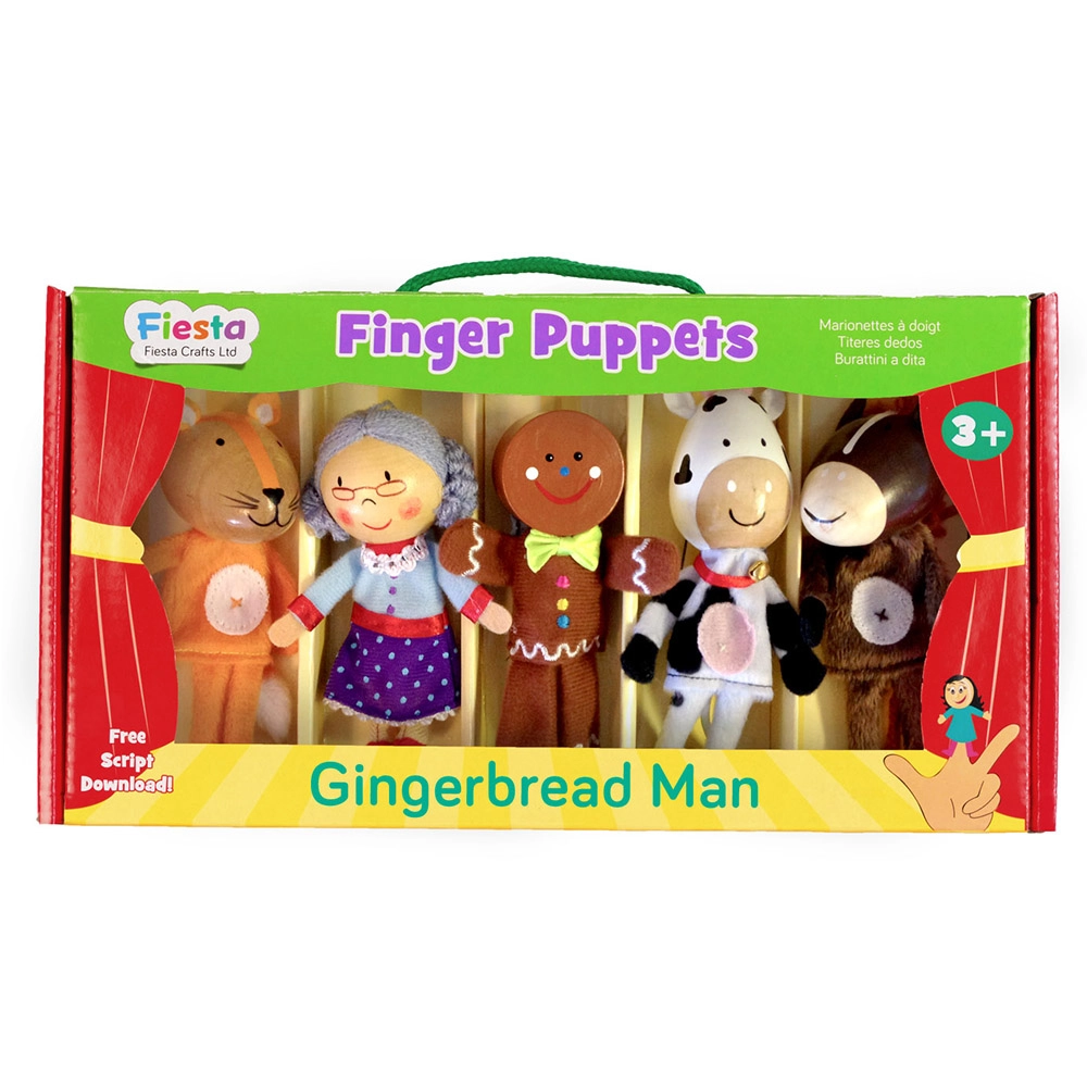 Finger Puppet Ginger Bread Man - Multi Colour 3 + Set