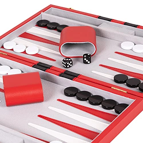 Backgammon Set - Premium Leather Case Strategy & Tip Guide