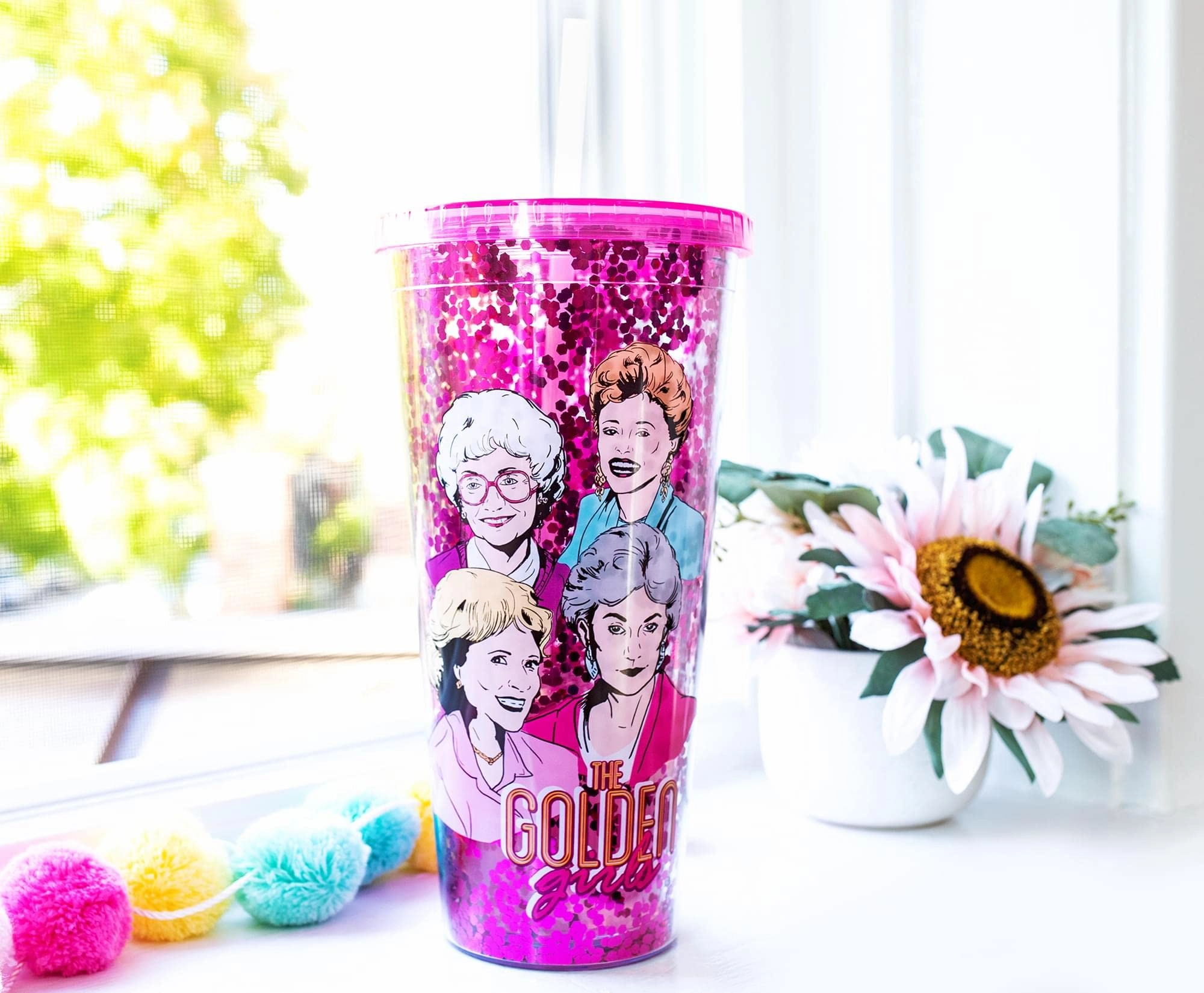 The Golden Girls Confetti Cold Cup - 1 pcs Carnival Lid Straw