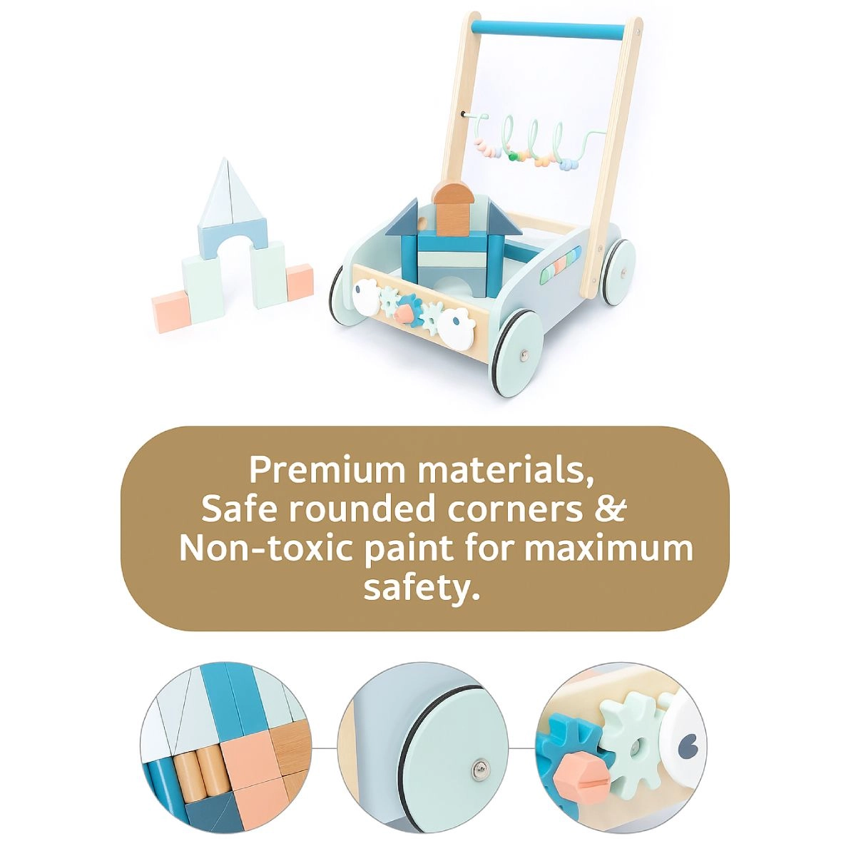 Enzo Wooden Baby Walker - 5-in-1 Activity Center