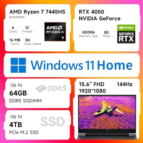 Victus RTX 4050 TPN-Q279 - 15.6'' Ryzen 7-7445HS 32GB DDR5 1TB SSD Bundle