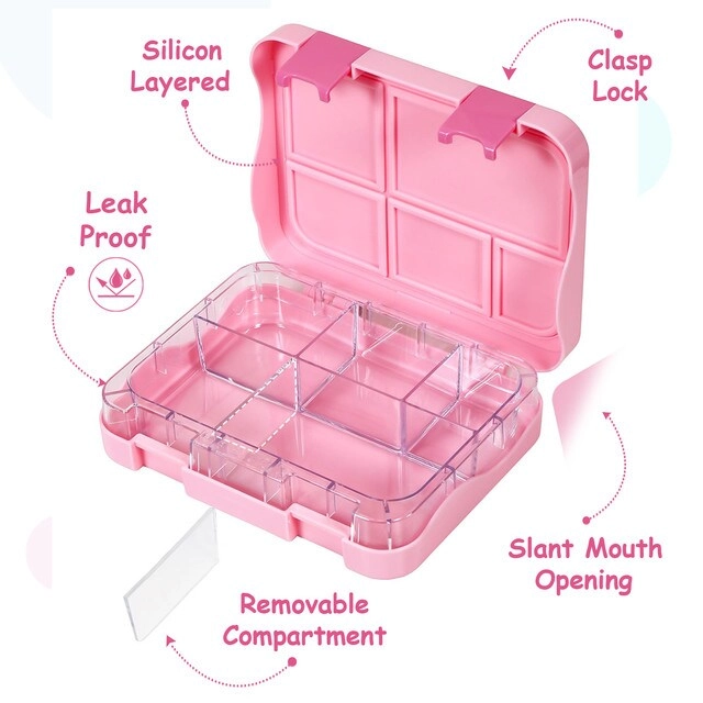 Bento Box - 5 & 4 Convertible Compartment + Insulated Lunch Bag - Insulated + Sandwich Cutter + Fruit Picks - 10 Animal Shaped