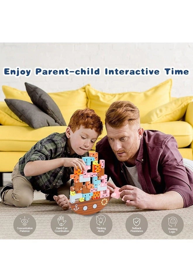 Wooden Animal Blocks Stacking Toy - 24 pieces