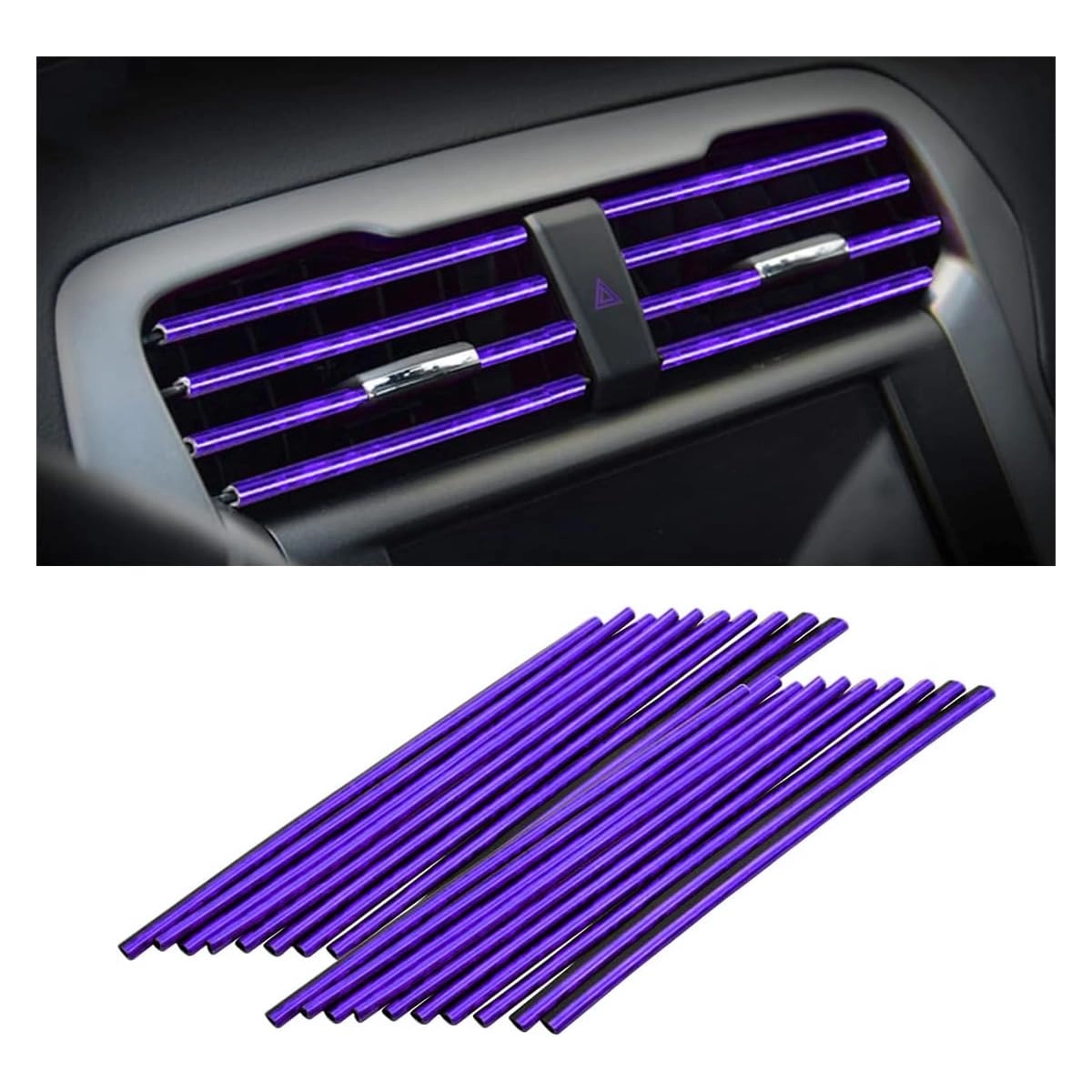 8sanlione Car Air Conditioner Decoration Strip - 20 Pieces Purple