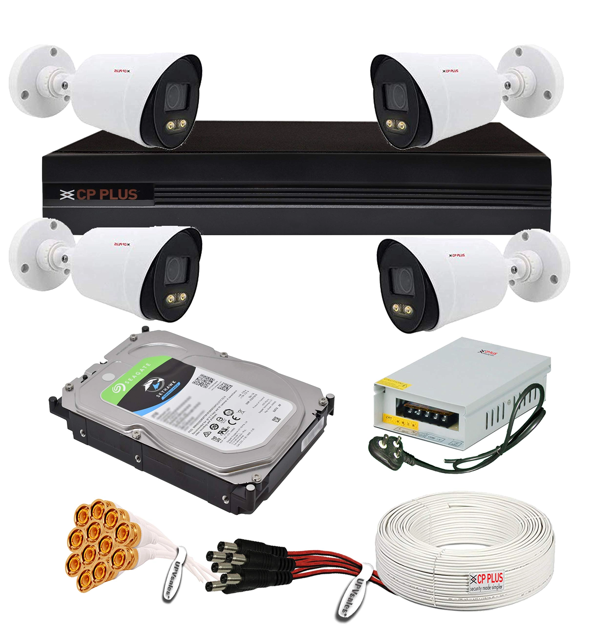 CP Plus UVR-0401E1-HC - 4 Channel + T24PL2-S - 2.4MP + SkyHawk Surveillance - 1TB + MD50 - 12V-5A