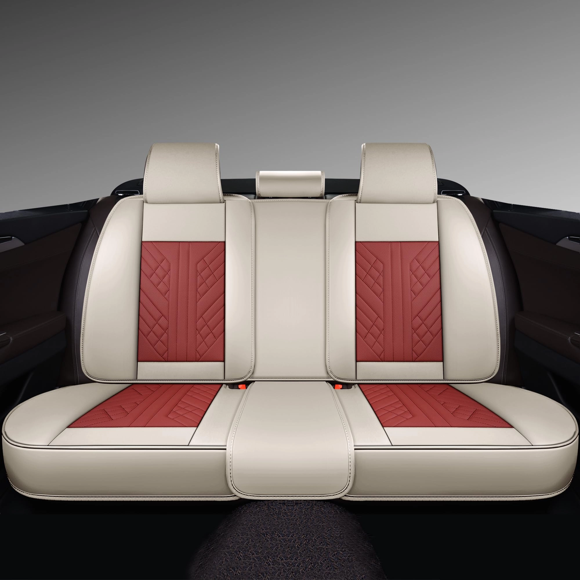 GXT Bench Seat Cover - Premium Faux Leather White And Red Universal Fit
