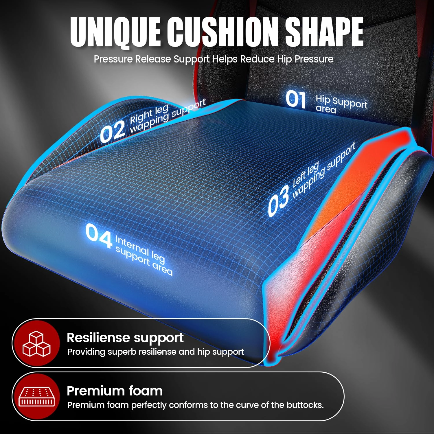 A gaming chair - Adjustable Height Reclining Feature