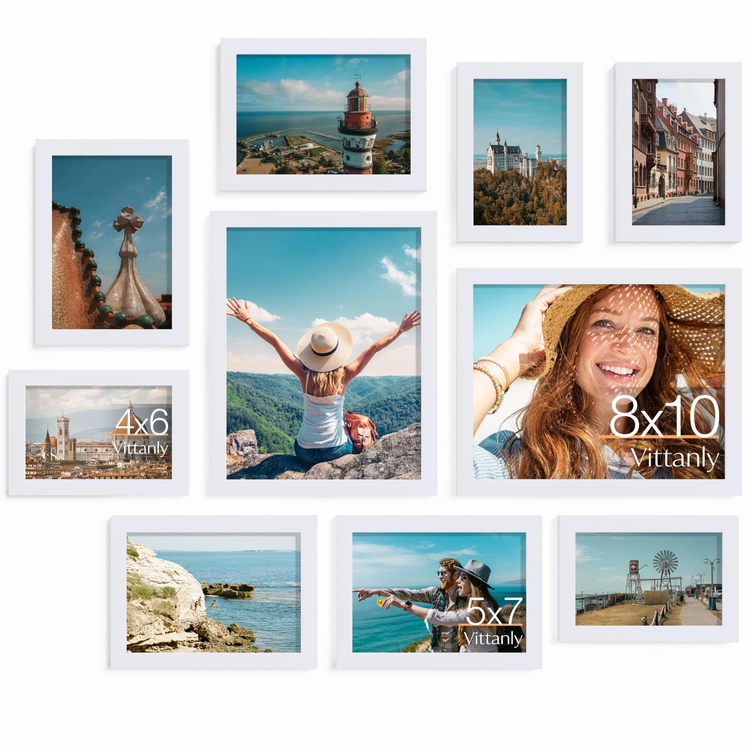 Picture Frames Set - 10 Pack Rustic Grey