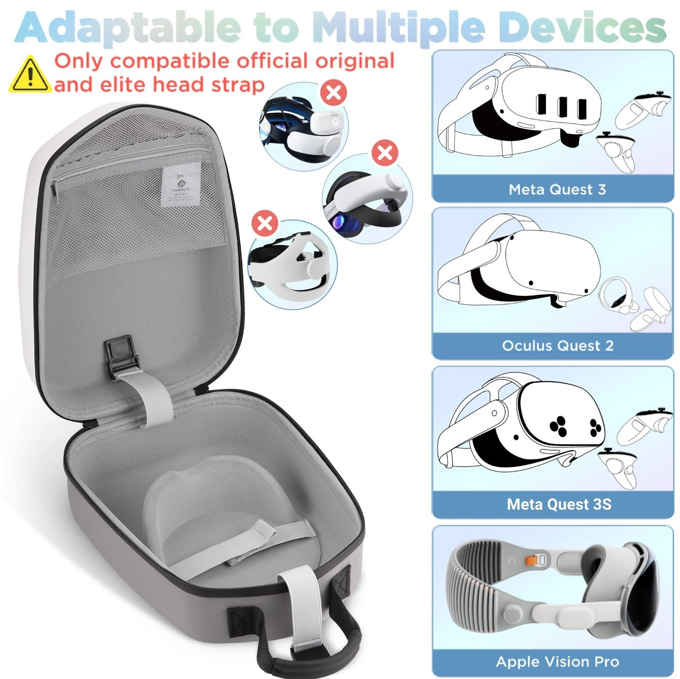 Hard Carrying Case - Compatible with Meta Quest 3S, Quest 3, Quest 2, Vision Pro
