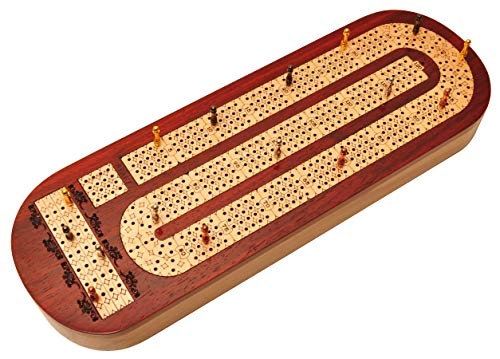 Continuous 4 Track Cribbage Board - Blood Wood Maple Wood