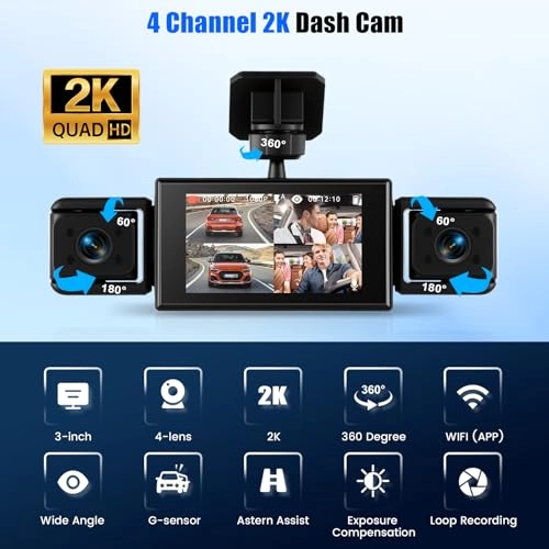 4-Channel Dash Cam - 1080P 30FPS