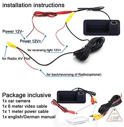 Car Boot Handle Reversing Camera - Night vision Wired 1280P