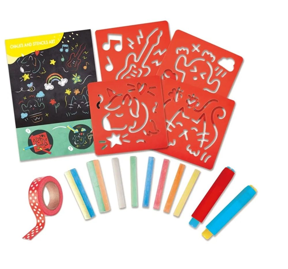 Sponge Painting Fun - stencils paint rollers + Chalks and Stencils Art - chalk stencils