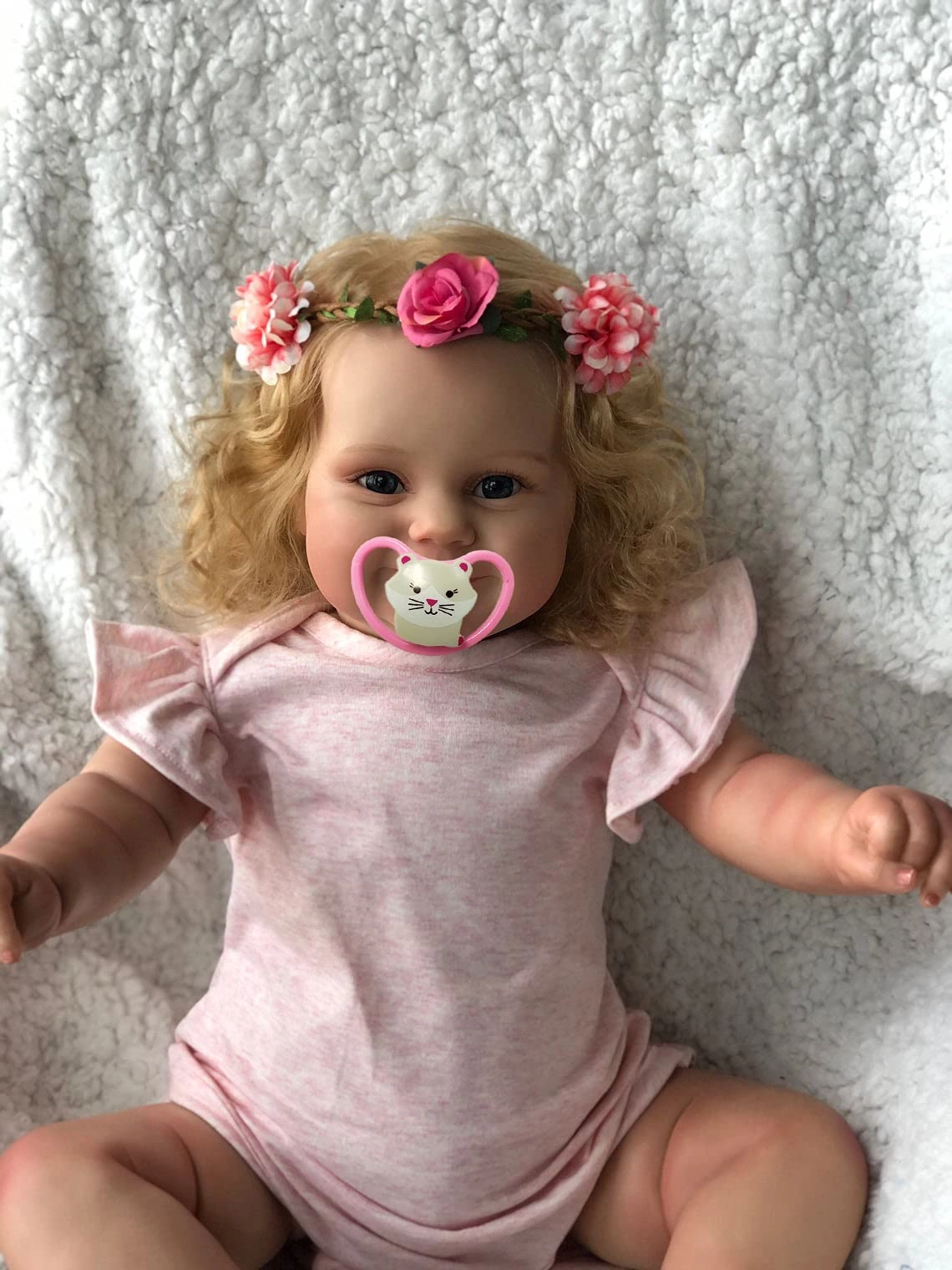 iCradle Reborn Baby Doll - 20inch Silicone Vinyl Cotton Girl Blonde Hair Ages 3+