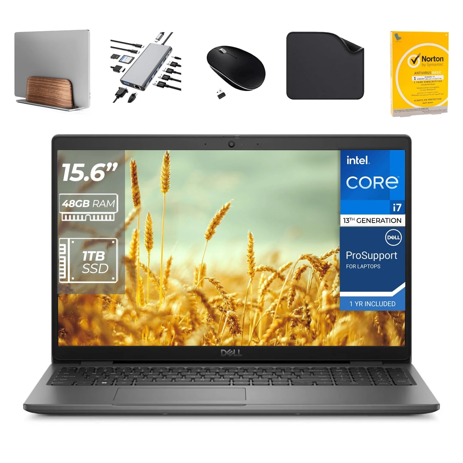 DELL Latitude 3550 - 15.6'' Core i7-1355U + 1st Wave Laptop Stand + 12 in 1 HUB + Wireless Mouse + Antivirus Software + Mouse Pad