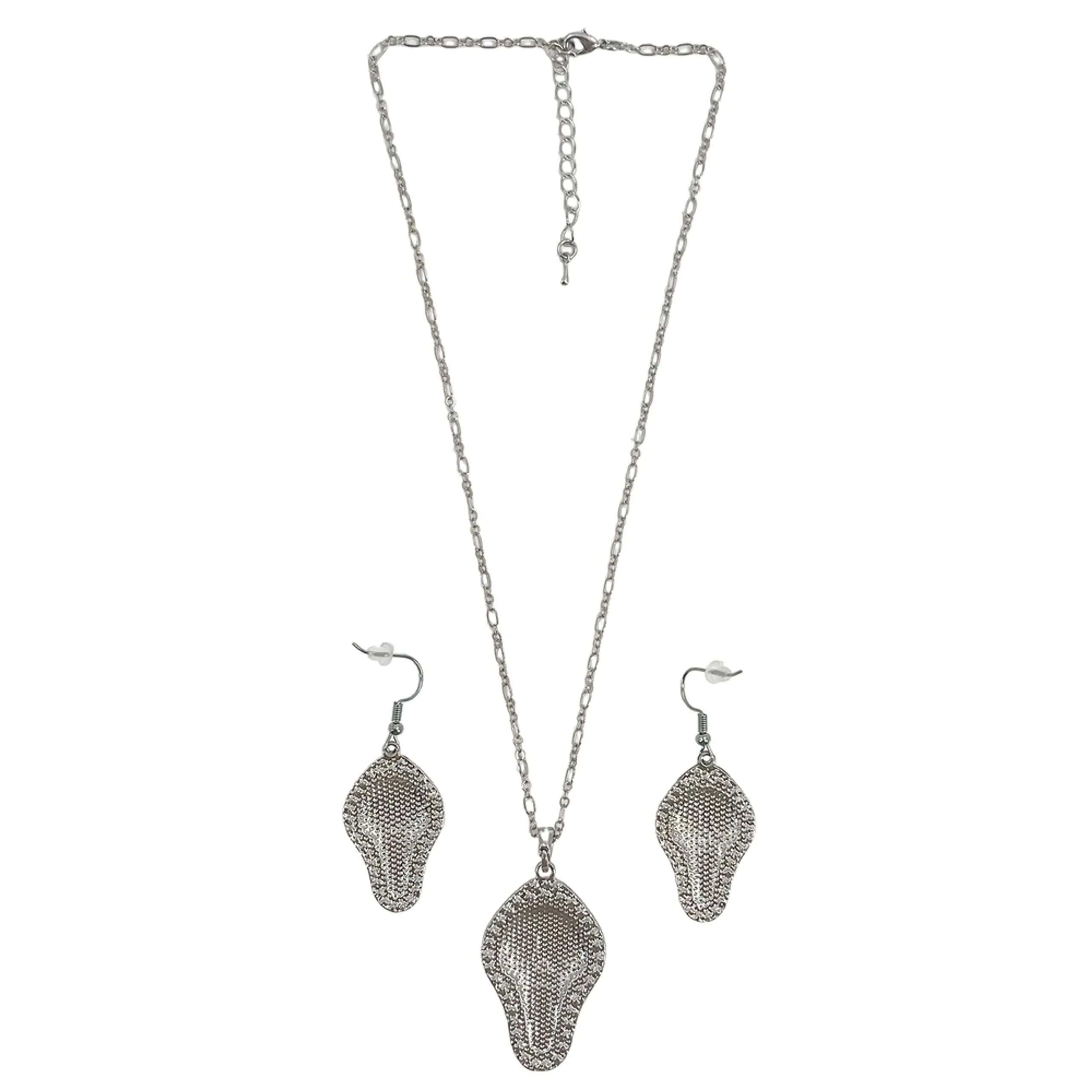 Rhinestone Silver-Tone Alloy Necklace and Earring Set